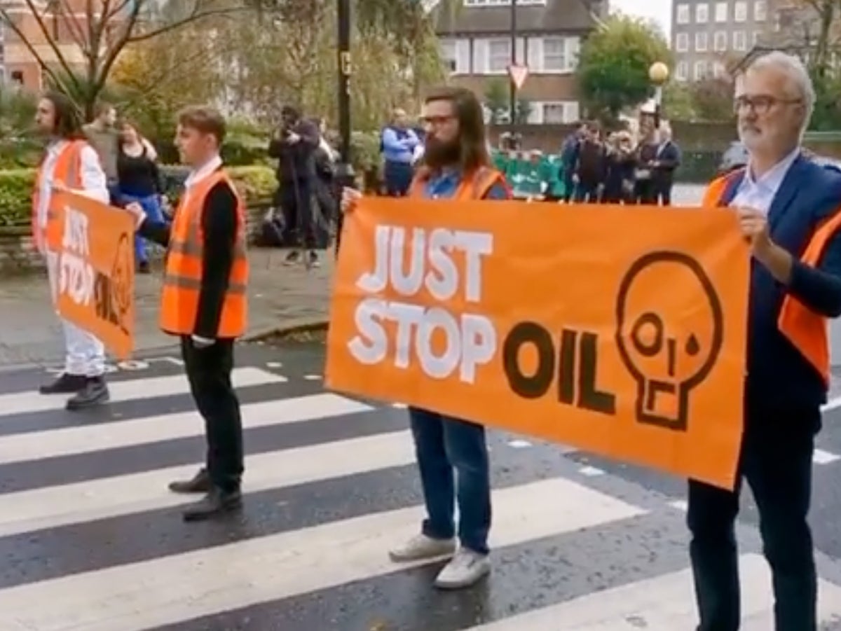 Just Stop Oil activists block famous Beatles Abbey Road crossing