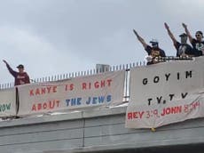 Antisemitic group hangs banner supporting Kanye West over Los Angeles highway