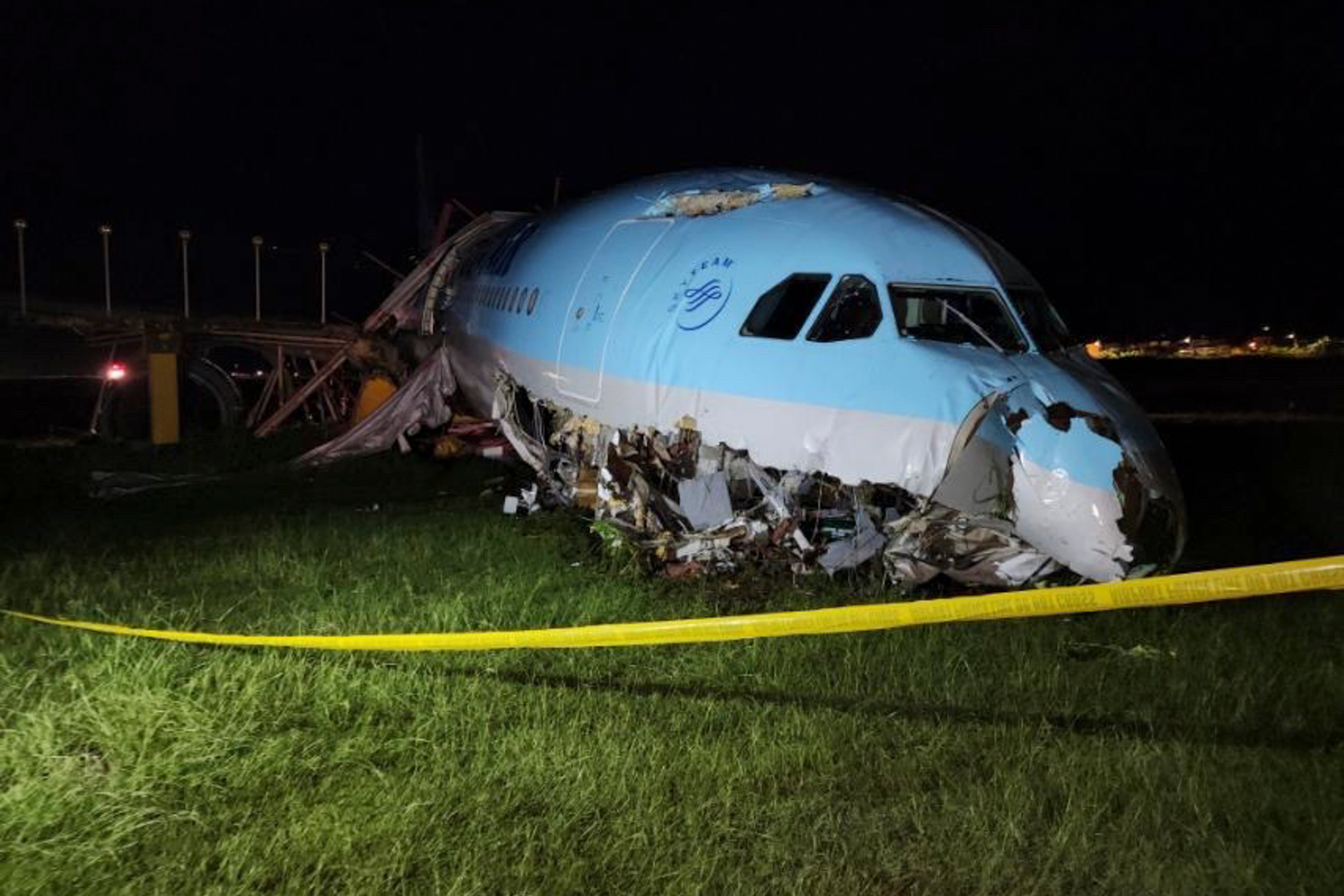 Korean Air Flight Overshoots Runway, Leaving Plane Nose Crumpled On ...