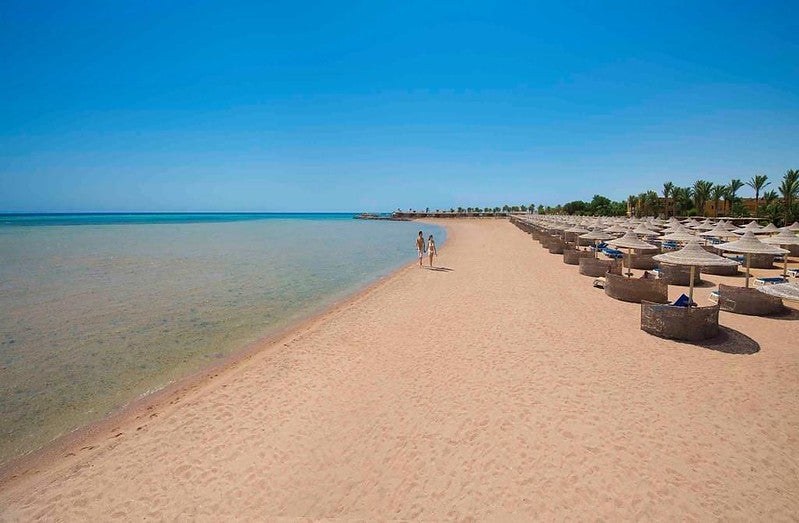 The beach at Stella Gardens Resort in Hurghada, Egypt, your bargain host