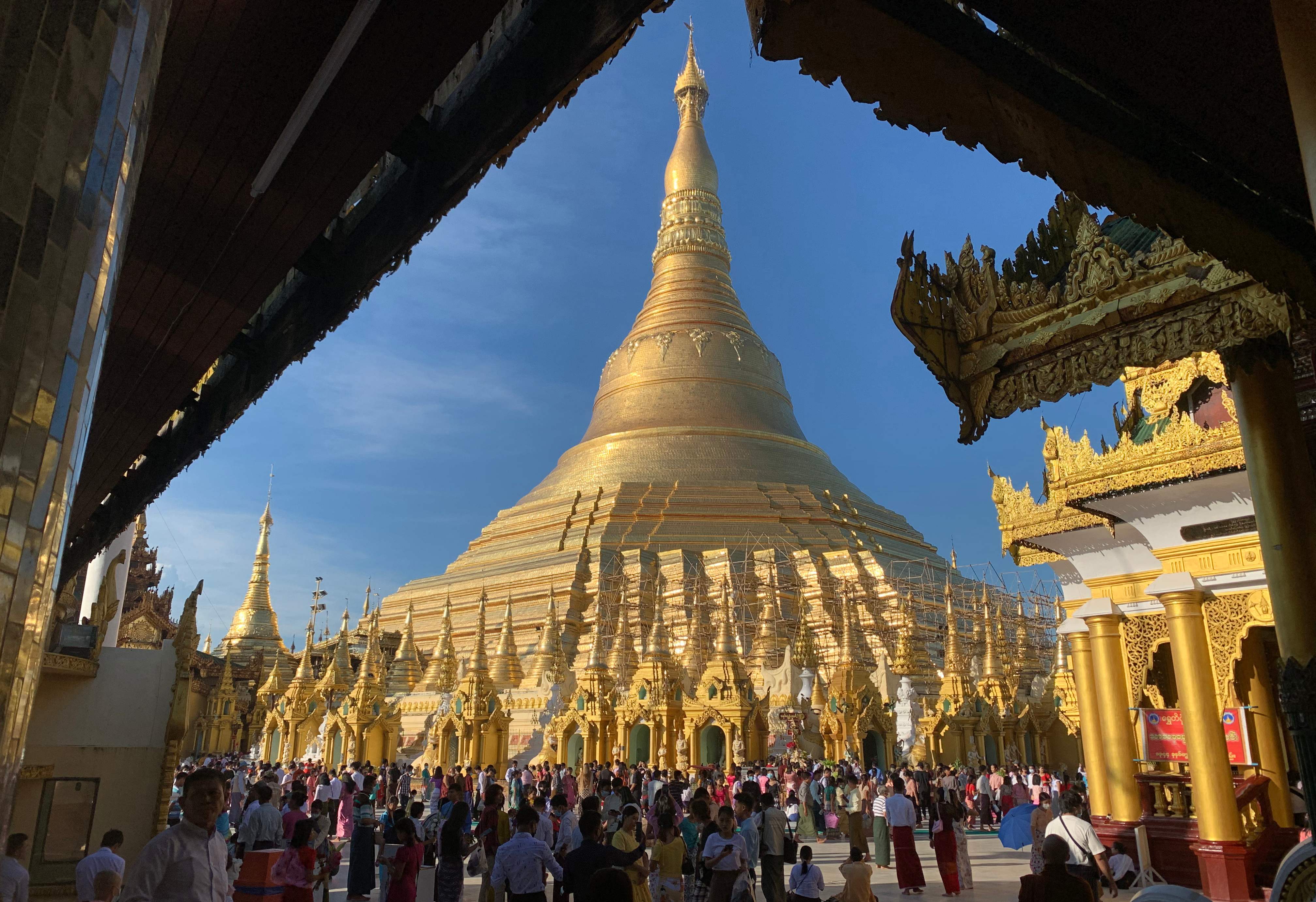 Buddhist devotees visit Shwedagon pagoda to mark the full moon of the Thadingyut festival
