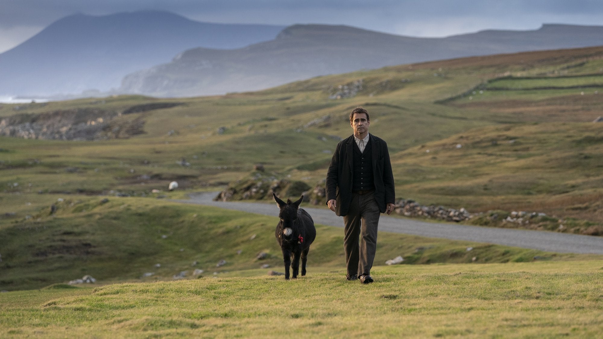 Colin Farrell and a donkey co-star in the film