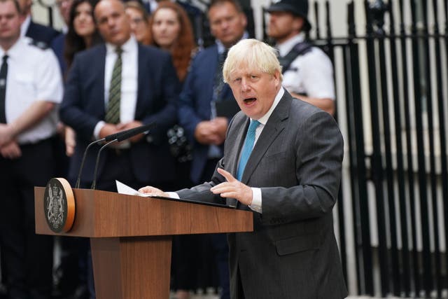 Boris Johnson makes a speech outside 10 Downing Street, London, before resigning (PA)