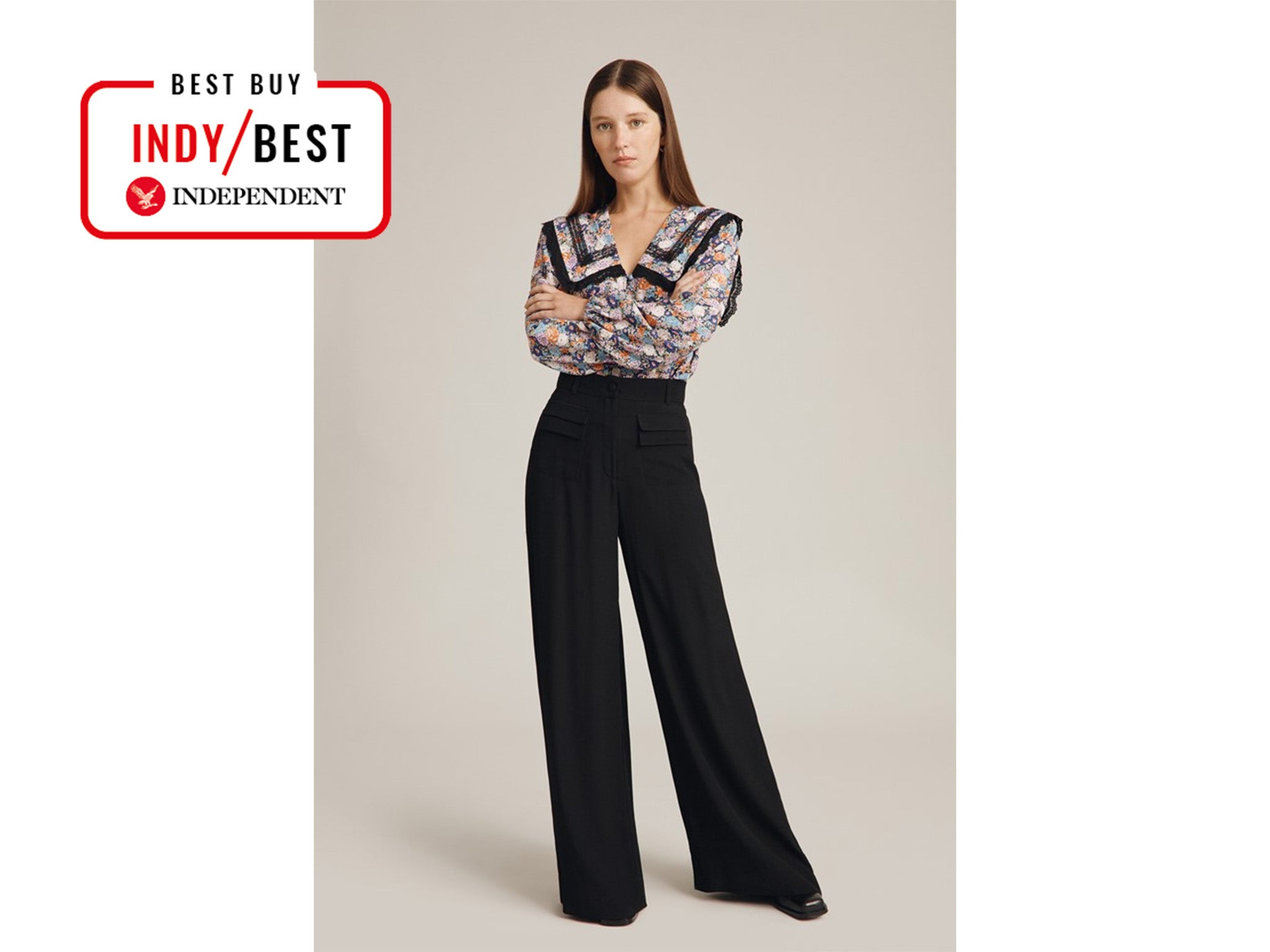 Women's High Waist Wide Leg Baggy Trousers Casual Office Party