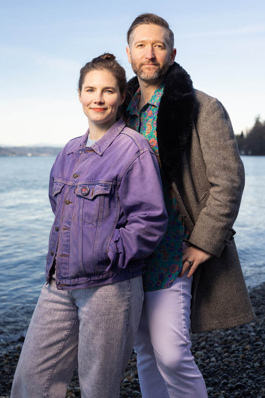 Amanda Knox and her husband Christopher Robinson, an author and fellow Labyrinths podcast co-host