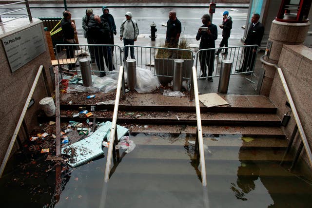<p>Flooding in the Plaza Shops in lower Manhattan, New York on 20 October 2012</p>