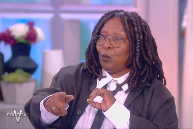 <p>Host Whoopi Goldberg tells climate protesters that they have to leave during a taping of The View on Monday</p>