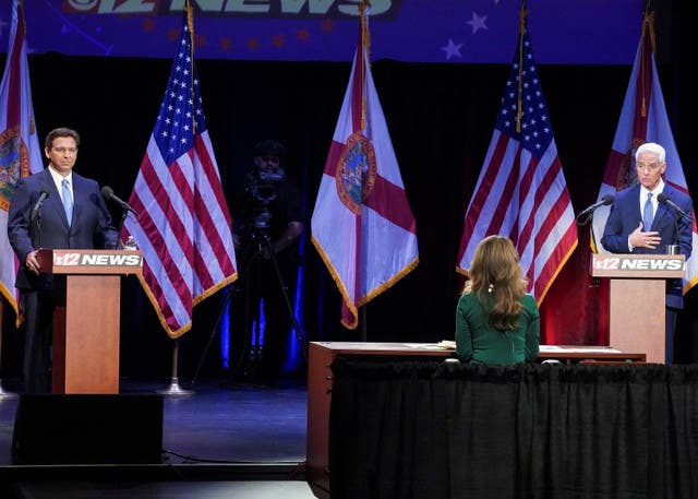 <p>DeSantis, left, faces off against Crist in the only debate in the race for Florida governor </p>