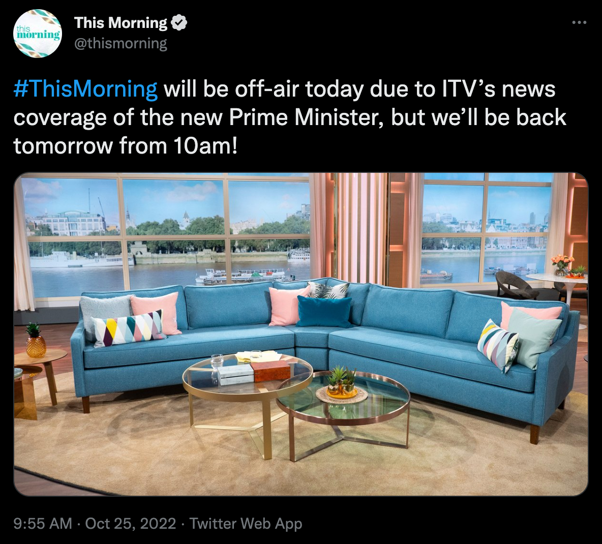 ‘This Morning’s Tuesday episode (25 October) was cancelled