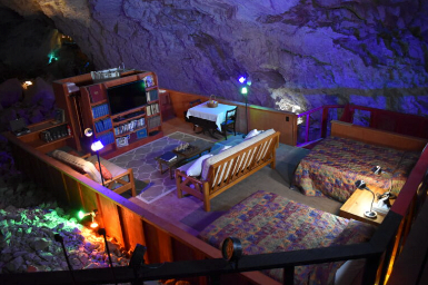 The caverns have what they call ‘the deepest, darkest, quietest, hotel room in the world’