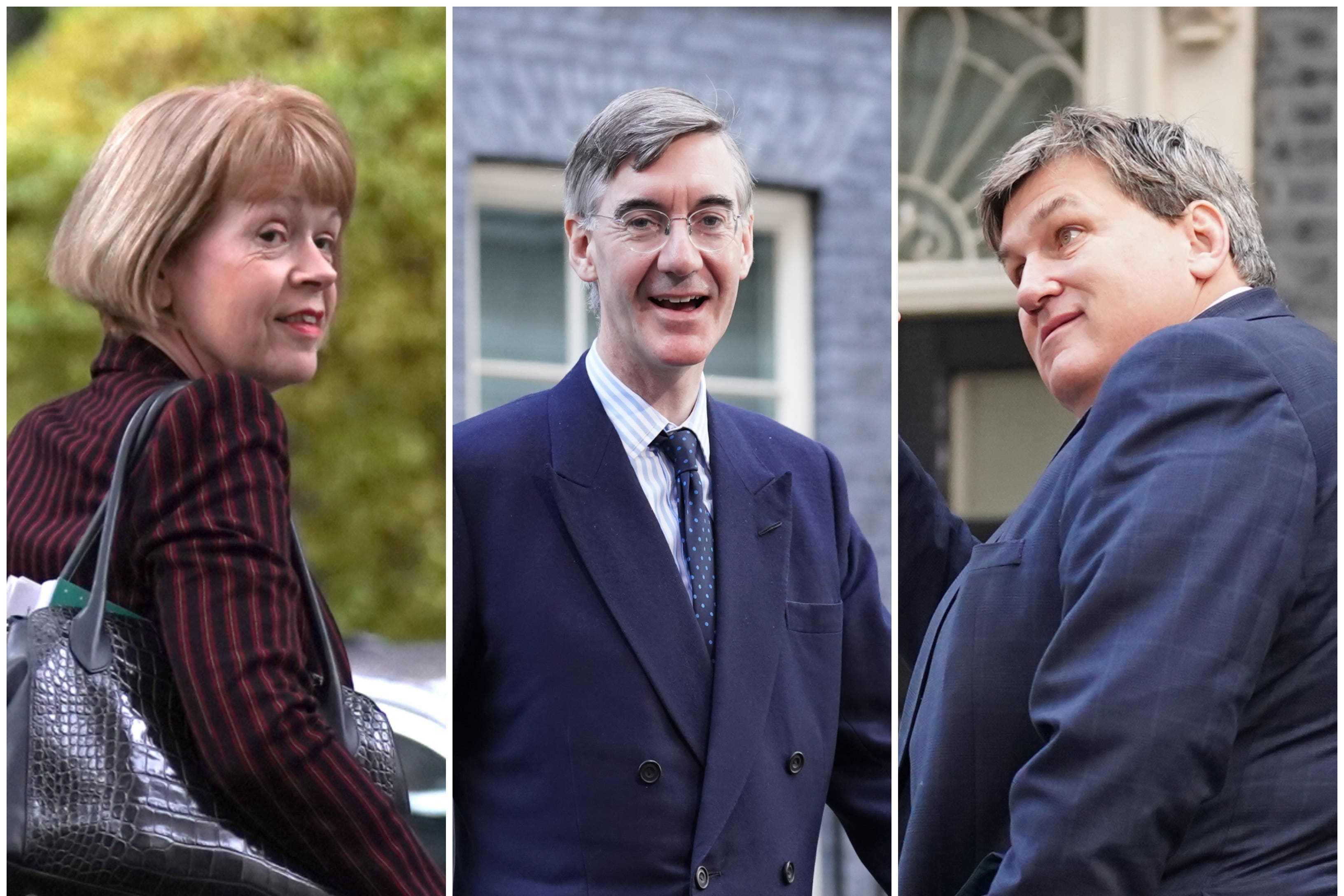 Wendy Morton, Jacob Reees-Mogg and Kit Malthouse (Kirsty O’Connor/Stefan Rousseau/PA)