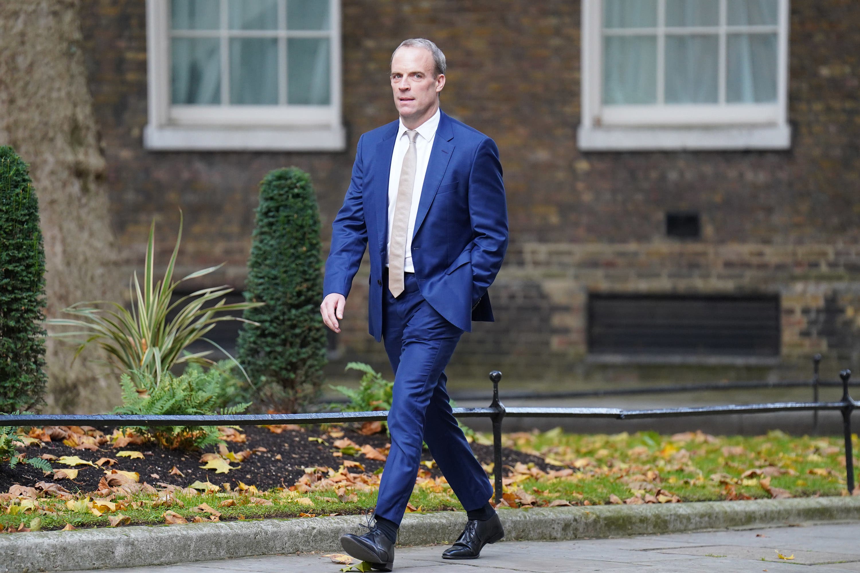 Dominic Raab arriving in Downing Street, London after Rishi Sunak has been appointed as Prime Minister (James Manning/PA)