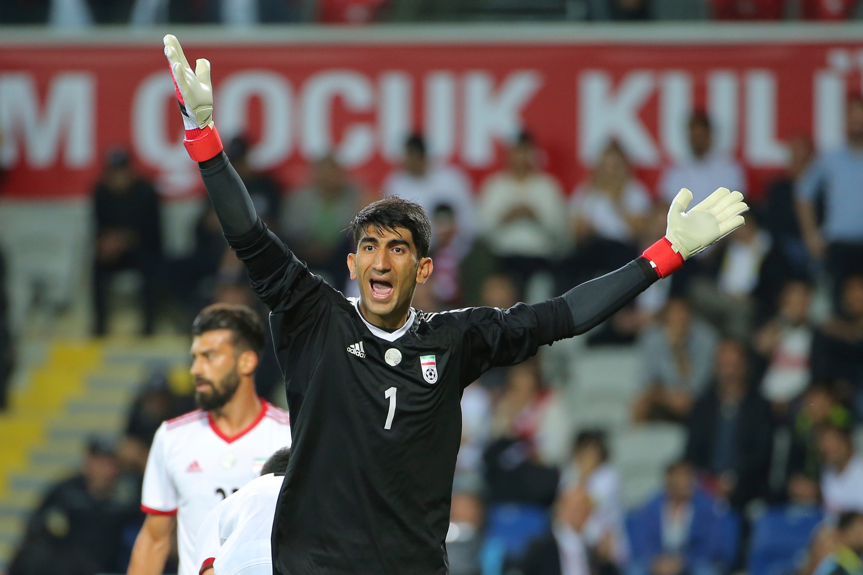 Iran’s goalkeeper Alireza Safar Beiranvand during a friendly with Turkey