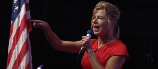 <p>Katie Hopkins speaking in Pennsylvania</p>