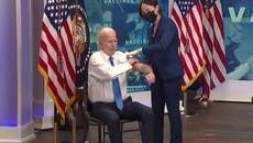Joe Biden gets updated Covid-19 booster vaccine during live briefing