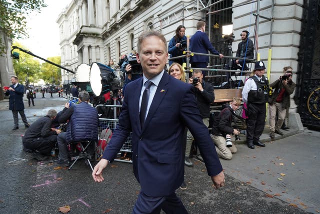 <p>Grant Shapps arriving in Downing Street, London after Rishi Sunak has been appointed as Prime Minister. </p>