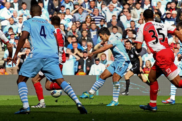 <p>Aguero’s goal is one of the most famous in Premier League history </p>