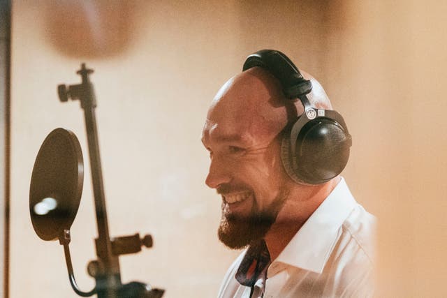 <p>Tyson Fury in the studio to record a cover of ‘Sweet Caroline’</p>