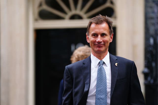 Chancellor of the Exchequer Jeremy Hunt, leaves Downing Street, Westminster, London, following the first Cabinet meeting with Rishi Sunak as Prime Minister (Victoria Jones/PA)