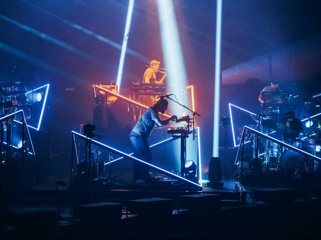 <p>The man machine: Bon Iver performing at Wembley Arena</p>