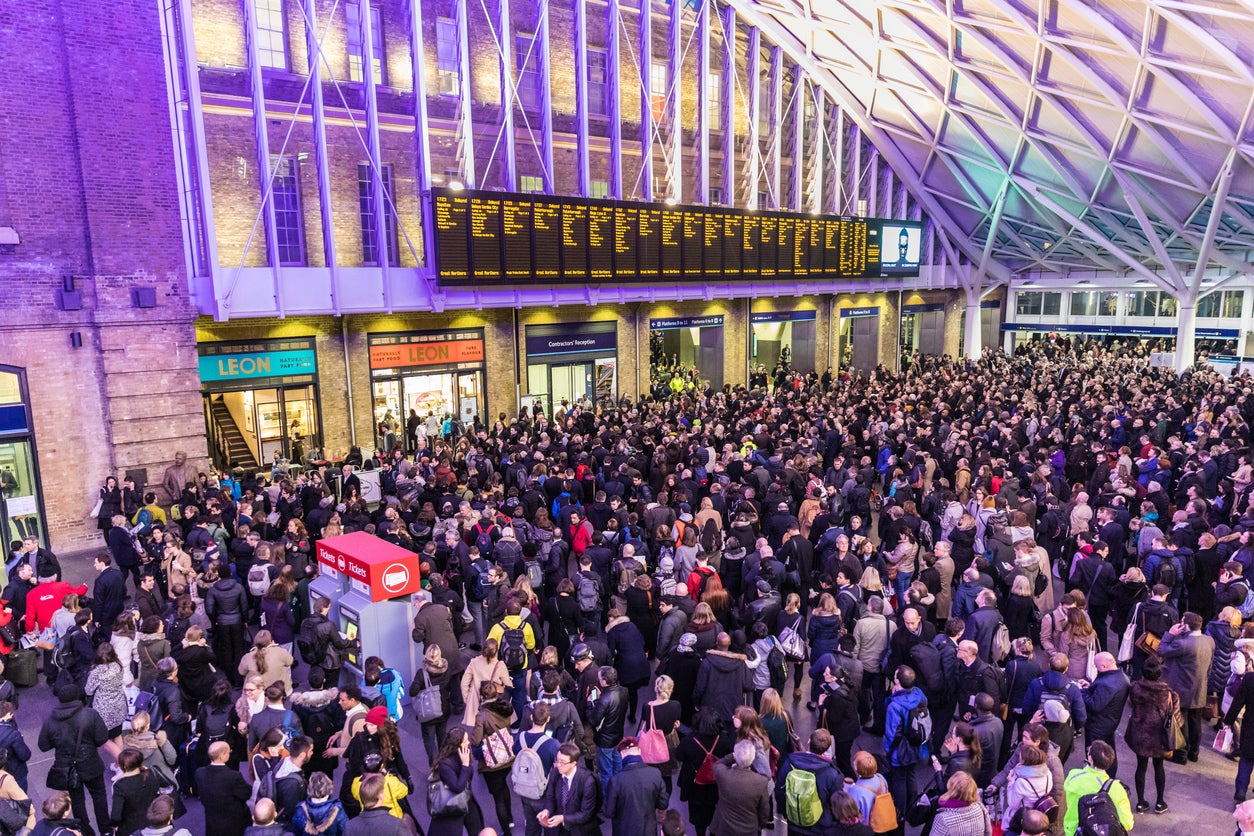 A crowded Kings Cross Station
