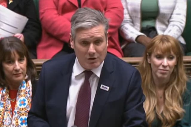 <p>Sir Keir Starmer with deputy Labour leader Angela Rayner (right) and shadow chancellor Rachel Reeves (left)</p>