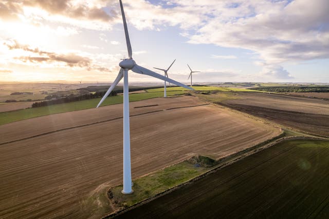 <p>A wind turbine in Scotland providing renewable energy. Farmers use their land to make additional income from wind power </p>