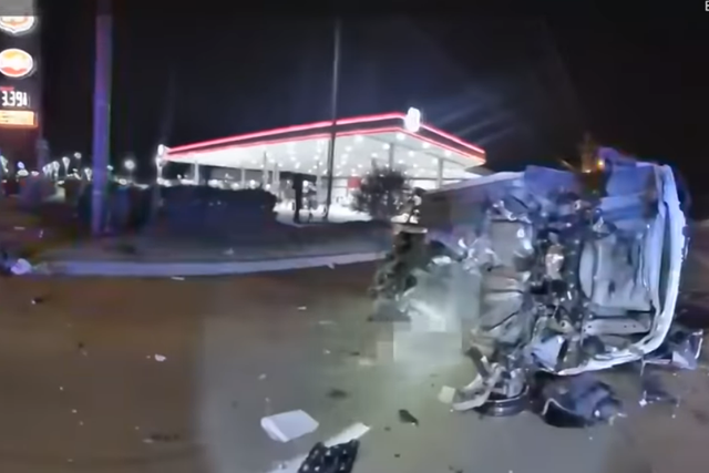 <p>Bodycam footage from Stillwater Police Department shows the wreckage from a teen’s 150mph crash that killed two passengers</p>