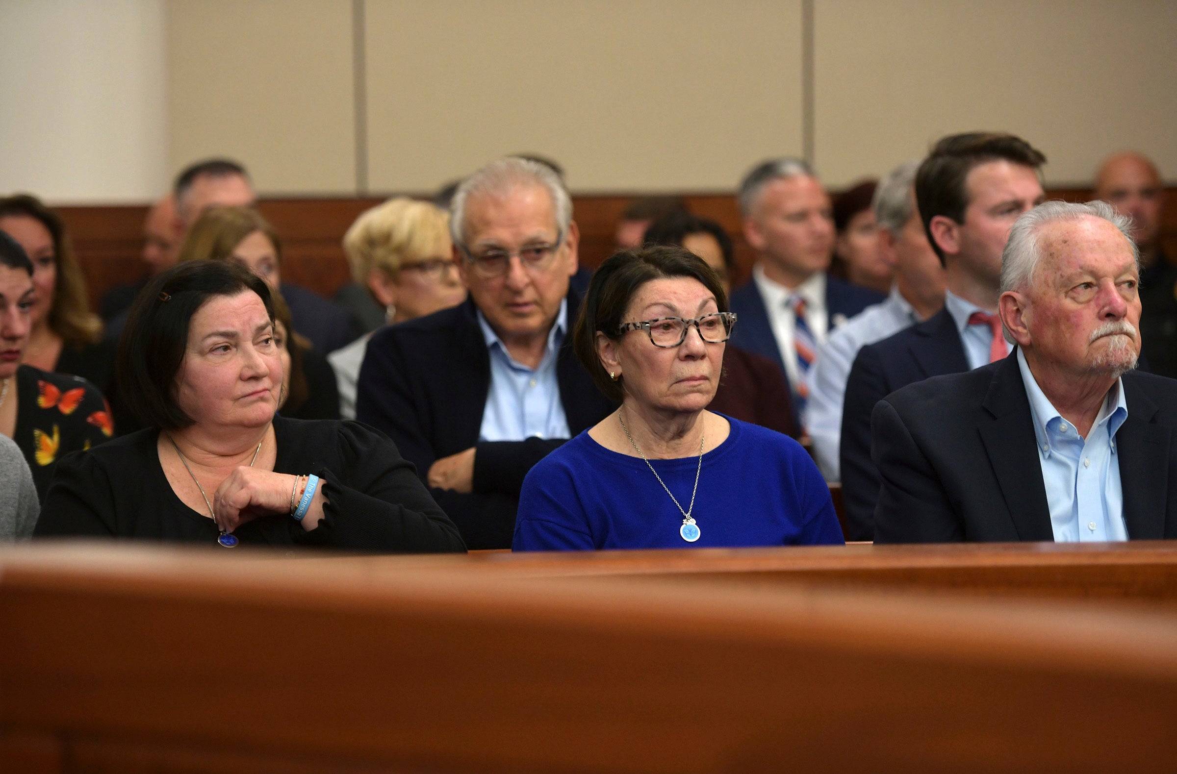 The Marcotte family listens to court proceedings on Wednesday, 26 October 2022, in Worcester