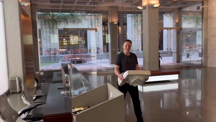 Elon Musk brings kitchen sink to Twitter HQ as he closes in on $44bn purchase