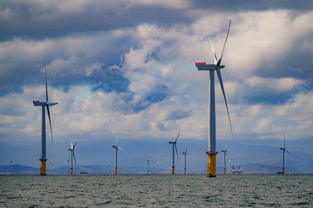 Turbines in the sea at Gwynt y Mor offshore wind farm (Ben Birchall/PA)