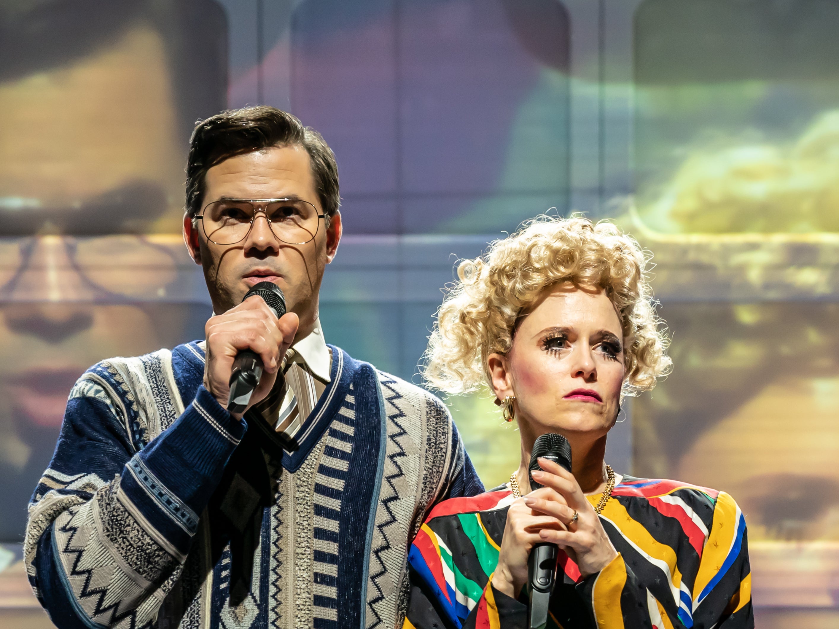 Andrew Rannells and Katie Brayben in ‘Tammy Faye’