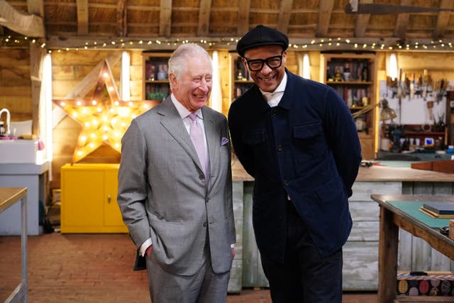 The King then Prince of Wales, with Jay Blades during a special episode of The Repair Shop as part of the BBC’s centenary celebrations (Ian West/PA)