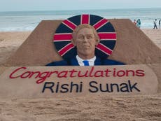 Artist honours Rishi Sunak with sand sculpture - but it looks more like one of his predecessors