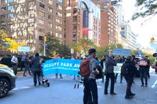 Throwing soup and road blockades: ‘Tax the rich’ climate protests hit one of New York’s wealthiest areas
