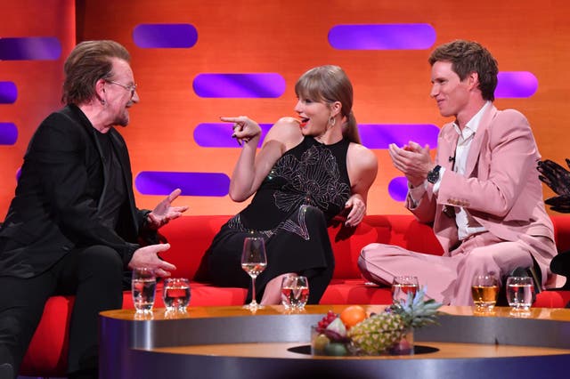 <p>Bono, Swift and Redmayne on ‘The Graham Norton Show’</p>