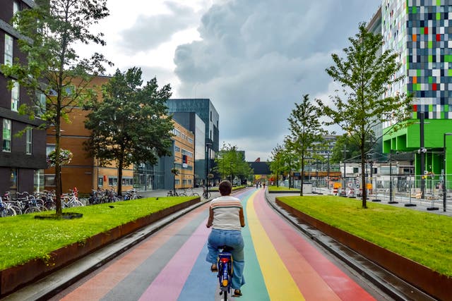<p>Cycling the Utrecht Rainbow Cycle Path</p>