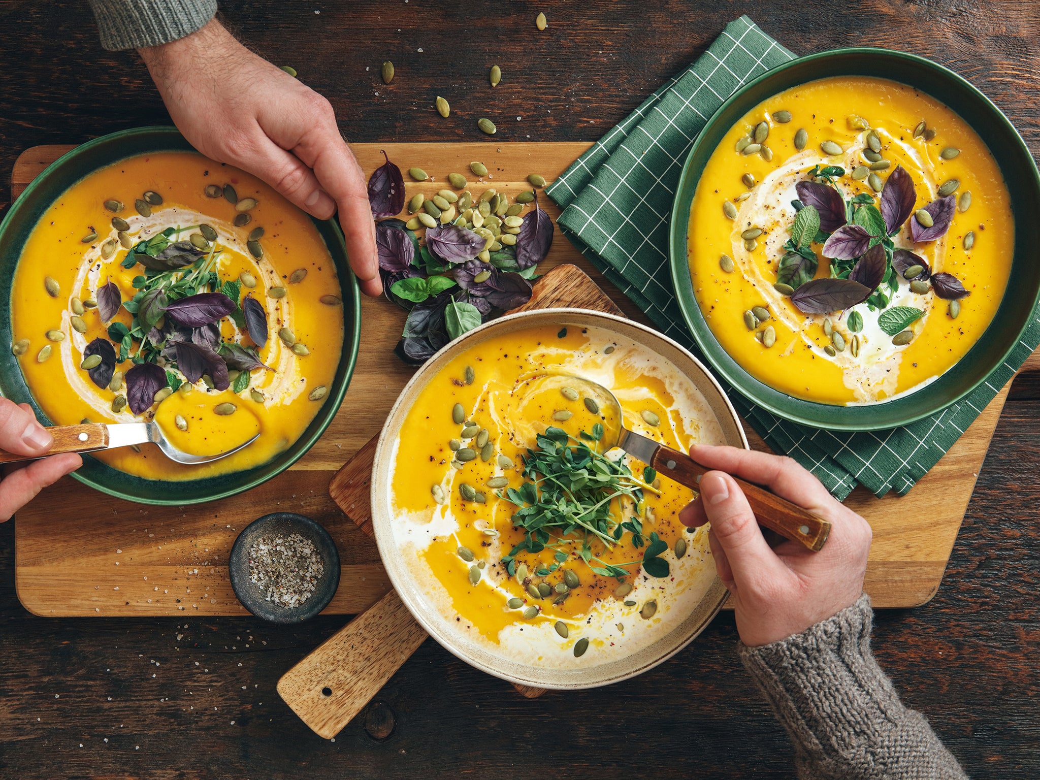 A hearty pumpkin soup is the perfect winter warmer