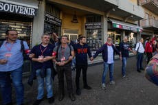 Hundreds of anti-fascists march in Mussolini's birthplace
