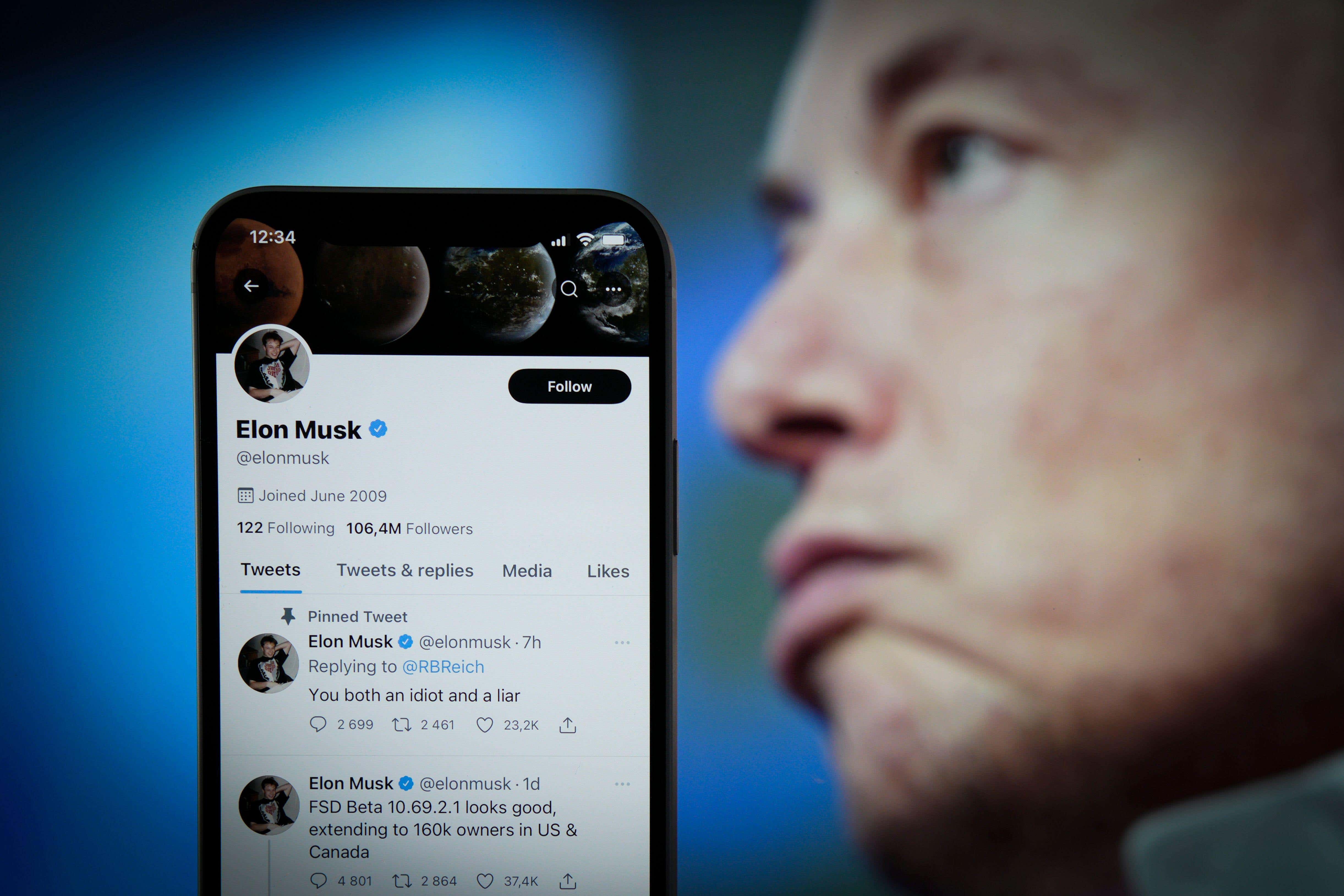 Elon Musk has descended on twitter like a whirlwind. A poll of users he set up said he should step down as CEO. (Alamy/PA)