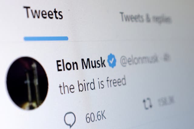 <p>Elon Musk’s tweet reading “The bird is freed” </p>