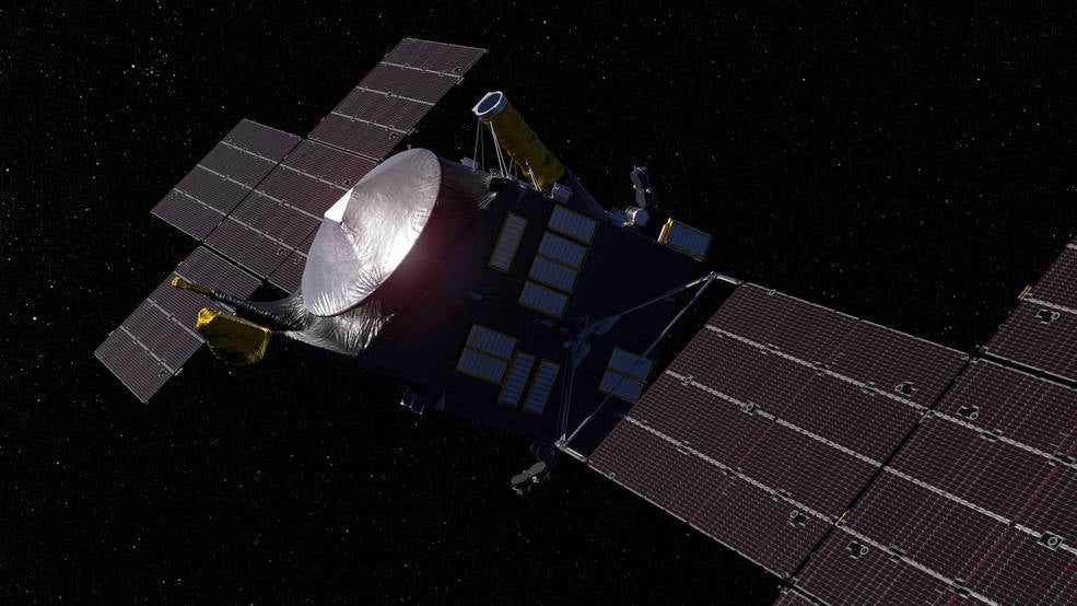 An illustration of Nasa’s Psyche spacecraft, which will now launch in 2026 to visit an asteroid of the same name