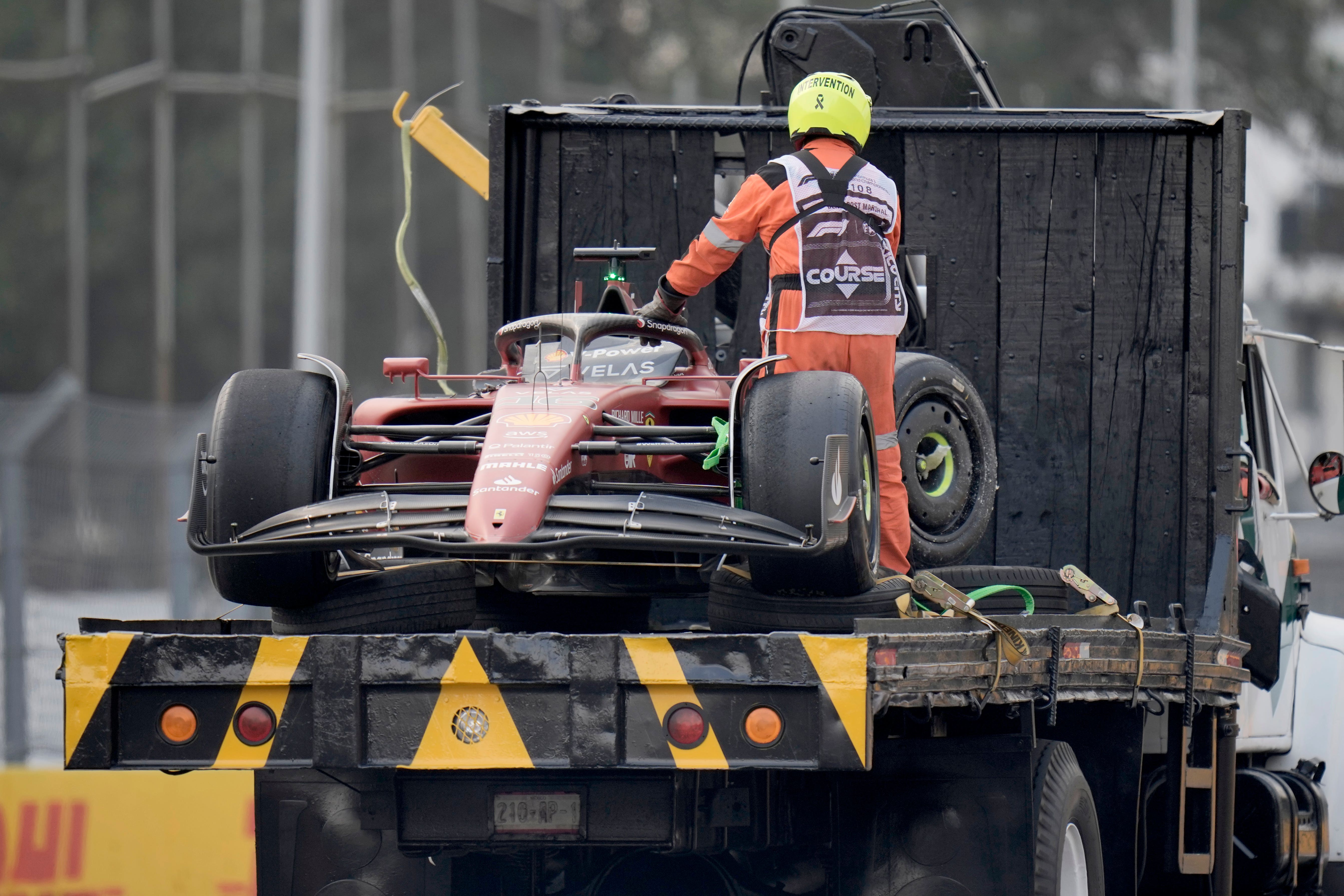 Charles Leclerc crashed out of second practice for the Mexican Grand Prix (Moises Castillo/AP)