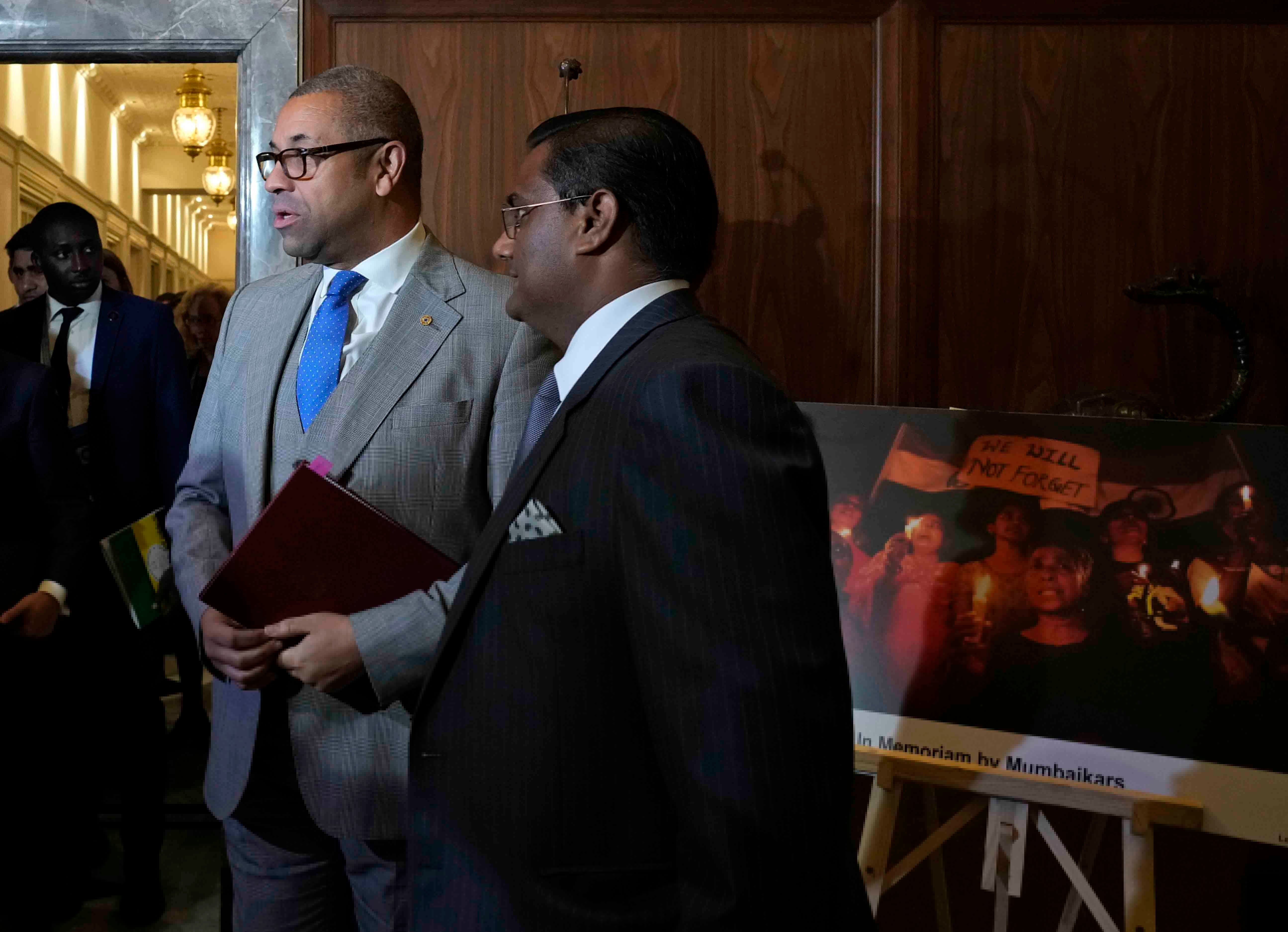British foreign secretary James Cleverly (left) in Mumbai, attending a UN Counter-Terrorism Committee special meeting