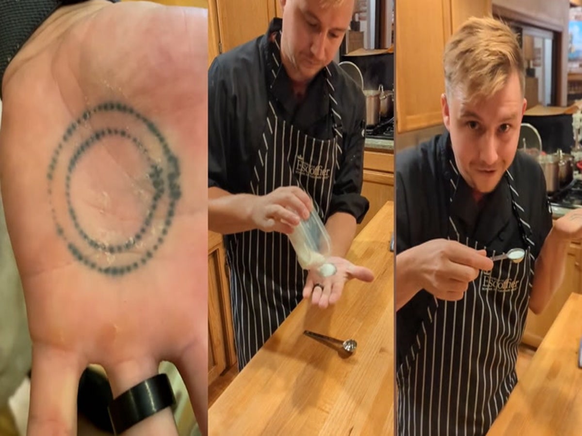 Chef measures ingredients using genius 'functional' hand tattoo | Lifestyle  | Independent TV