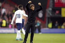 Antonio Conte praises Tottenham’s attitude in dramatic comeback at Bournemouth 