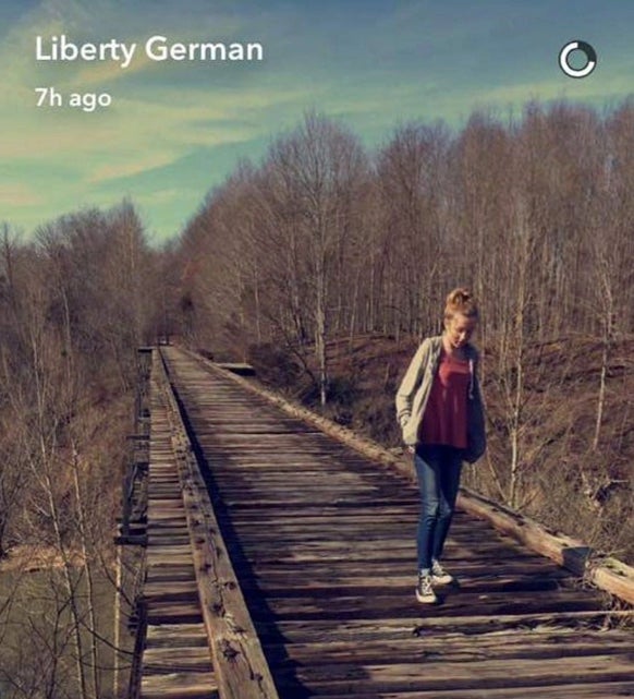 <p>Libby German posted a Snapchat as the girls walked along the trail</p>