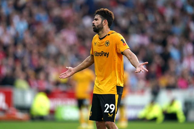 Diego Costa was sent off for Wolves (John Walton/PA)