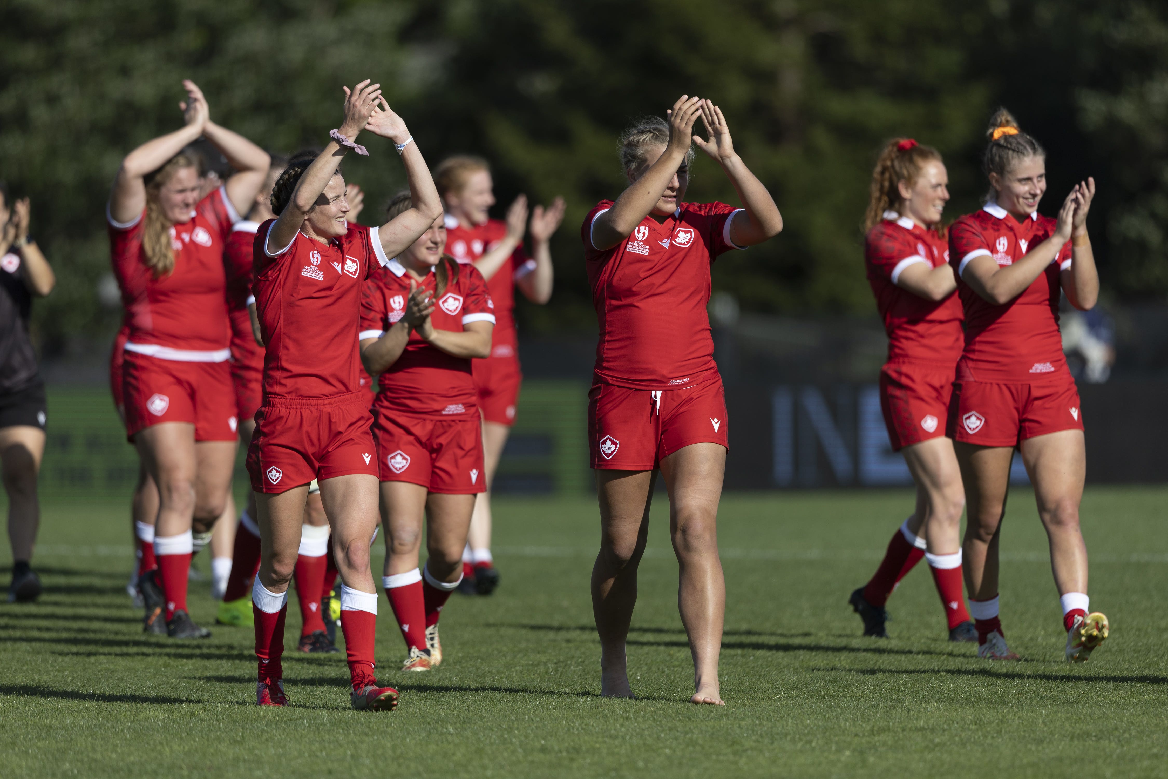 Canada overcame a slow start in Auckland to beat the USA 32-11 and snatch the final Rugby World Cup semi-final spot against England (Brett Phibbs/PA)