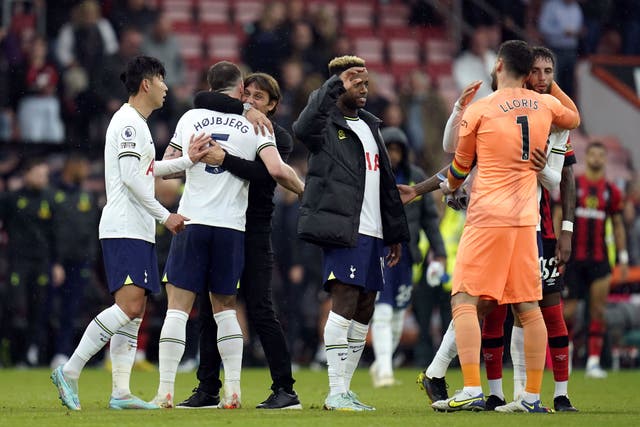 Antonio Conte saw Tottenham come back to win 3-2 at Bournemouth (Andrew Matthews/PA)